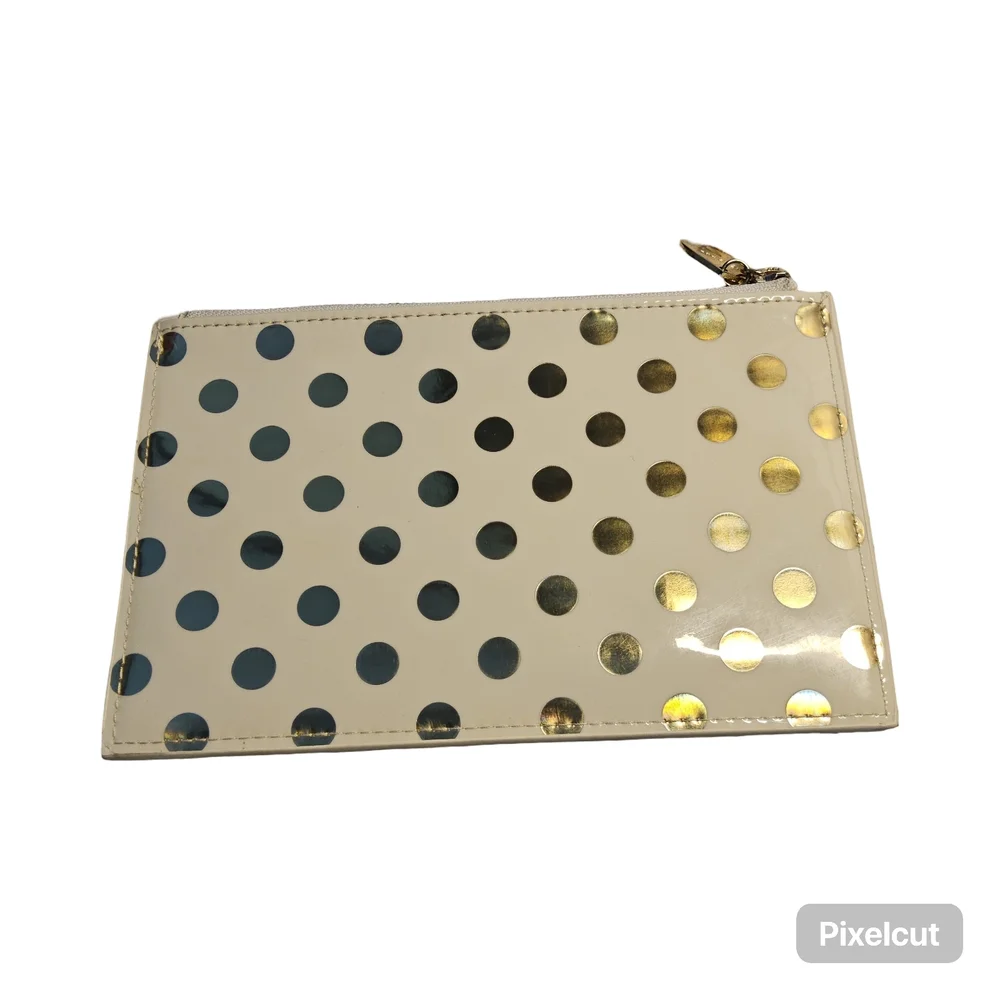 Preloved Kate Spade NY Cream and Gold Polka Dot Slim Pouch